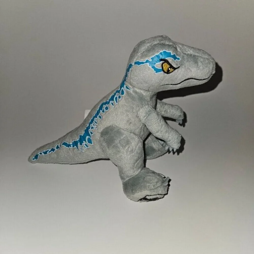 3 Jurassic World Gray Dinosaurs Plush Lot Triceratops T-Rex Blue Stuffed Toys